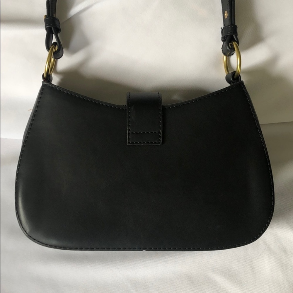 Small Vegan Leather Saddle Bag with Suede detail - Picture 4 of 12